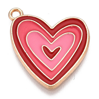 ECH02-1 - Enamel Heart Charm/Pendant - light gold 